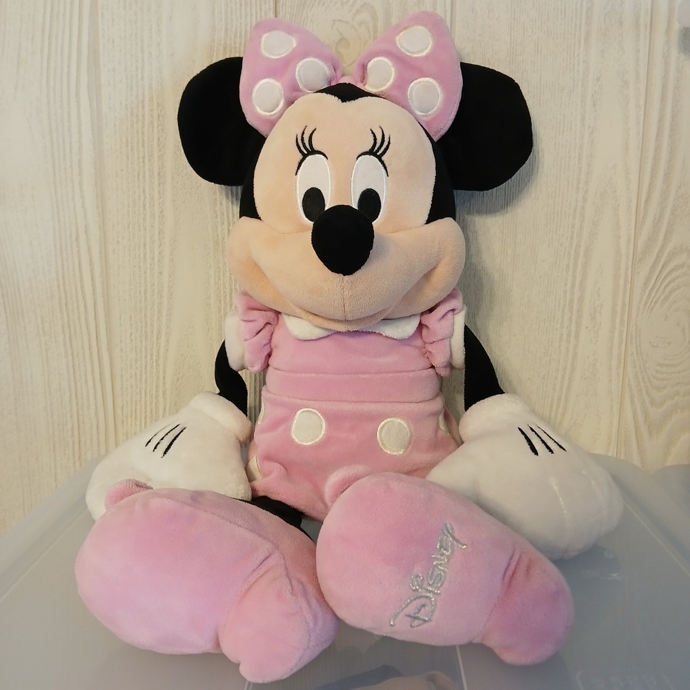 Disney Minnie Mouse 17" Plush Doll Pink Dress Polka Dot Stuffed Animal